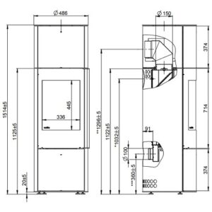 KAMINOFEN WODTKE PORTO LARGO 5 KW RAUMLUFTUNABHÄNGIG