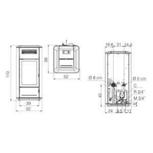PELLETOFEN EDILKAMIN MILLA H 12 EVO 11,9 KW WASSERFÜHREND